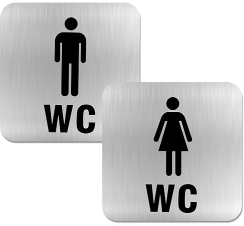 2 Stück Wc Schild Selbstklebend aus Edelstahl, Stilvolle Toilettenschilder Damen Herren, Robustes Wc Schild für Toilette Bad Gäste-WC, Praktisch Toilettenschild Türschild Aufkleber