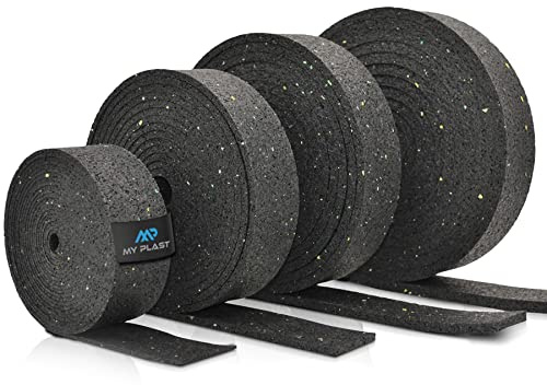 My Plast Terrassenpads Rolle - 2 m x 50 mm x 3 mm, 1 Stück - Bautenschutz-Matte aus Gummigranulat - wasserfeste & robuste Gummi-Unterlage für Balkon- & Terrassenbau