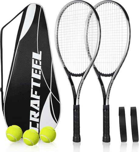 68,6 cm Tennisschläger 2er Set Familie Anfänger 27 Zoll Tennisschläger Set für Outdoor Freizeit Sport Spiel