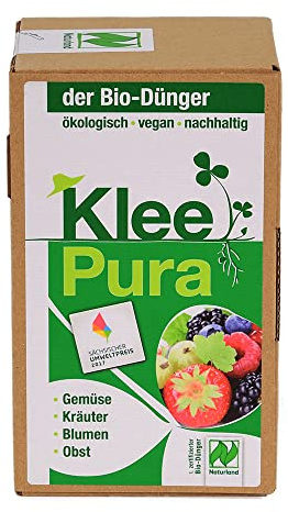 KleePura Bio Universaldünger. NATURLAND zertifiziert. Bio-Dünger für Gemüse, Kräuter, Blumen & Obst. Veganer Pflanzendünger aus Bio-Klee & Luzerne. 12 x 0,75 kg