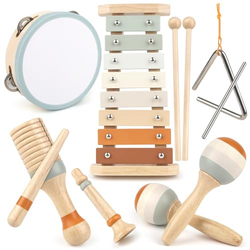 Musikinstrumente für Kinder Kinderspielzeug ab 3 Jahre holzspielzeug Trommel Xylophone für Kinder Baby Musikspielzeug Montessori Spielzeug ab 3 Jahre
