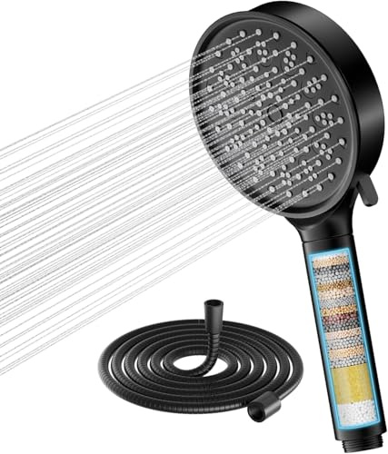 Cobbe Duschkopf mit Filter, 6 Strahlarten Handbrause mit Schlauch | Hochdruck Duschkopf Wassersparend mit Filtration in 20 Schichten, Druckerhöhend für Hartes Wasser,Rest-Chlor, Schwermetall