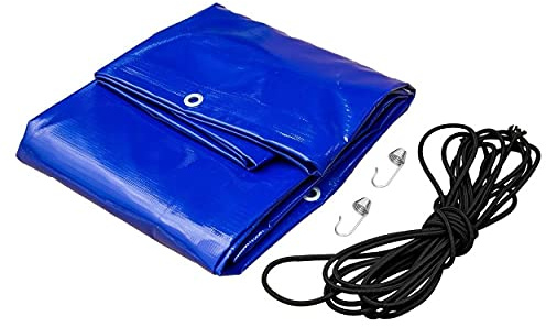 UNITRAILER Flachplane blau 152,6 x 111,6 cm für Garden Trailer 150 Kipp Anhänger, wasserdichte Abdeckplane 500 g/m² mit elastischer Kordel zur Ladungssicherung
