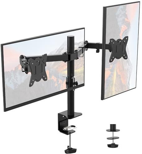 GRIFEMA GB2001-2 Monitorarm 13-32 Zoll Dual-Monitor VESA 75x75/100x100 | Monitorhalterung höhenverstellbar, drehbar, schwenkbar und neigbar, max. 9kg pro Bildschirm