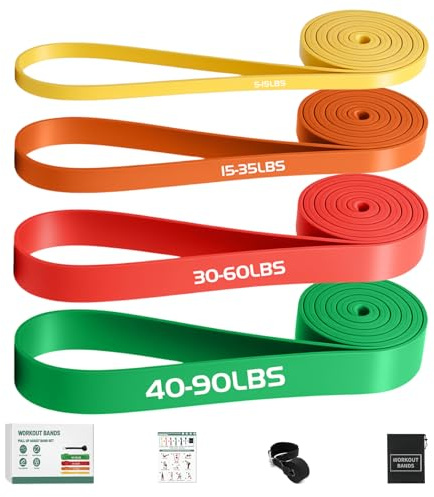 YOVKOK Fitnessbänder Widerstandsbänder mit 4/5 Stufen | Resistance Bands Mit Türanker Tragetasche, Gymnastikband für Männer und Frauen, Fitnessband für Yoga Pilates,Krafttraining