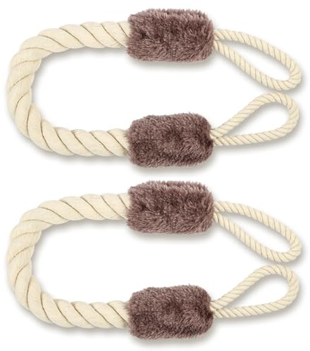 AYESY Türstopper Klinke, 2 Stück Türkordel Klemmschutz, 60 cm Baumwolle Türstopper Seil für Haustier und Kinder Fingerschutz, Türklinken stopper, kein Zuknallen der Tür mehr(Braun)
