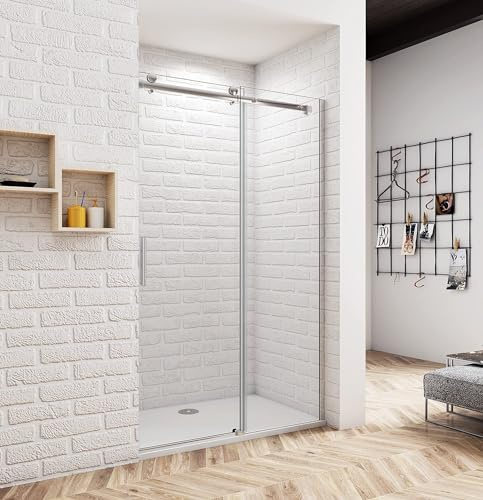 Aica Sanitär Duschtür 110cm Duschabtrennung Schiebetür Duschwand Dusche 6mm Glas H195cm