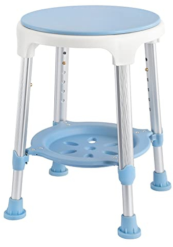 Aufun Duschhocker Duschstuhl Rund 360 Grad drehbar, Duschhocker für senioren Höhenverstellbar, Duschsitz Anti-Rutsch Badhocker 150 kg für Alter, Schwangere