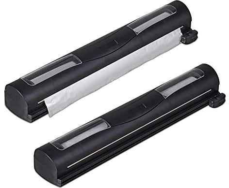 Relaxdays Folienschneider 2er Set, für Alu- & Frischhaltefolie, Sichtfenster, glattes Abtrennen, Folienabroller, schwarz, 5 x 37 x 8 cm