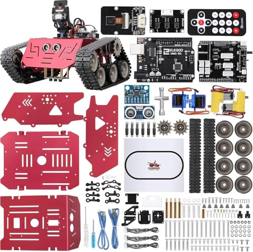 ELEGOO Smart Robot Tank Kit Kettenfahrzeug Kompatibel mit Arduino IDE | Elektronik Baukasten mit UNO R3, Ultraschallsensor, Bluetooth & Camera Modul, Auto Tank Roboter Spielzeug für Kinder