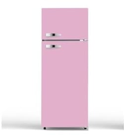PKM GK210-2 SP Retro Kühl-Gefrierkombination | Pink | Nutzinhalt 208 L | 145 cm | 48 Liter 4 Sterne Gefrierfach | 41 dB | Freistehend | Höhenverstellbare Füße
