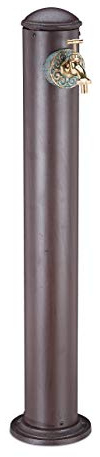 Relaxdays Wasserzapfsäule für Garten, antik, mit Wasserhahn, 3/4 Zoll Anschluss, runde Zapfsäule, 91 cm hoch, braun