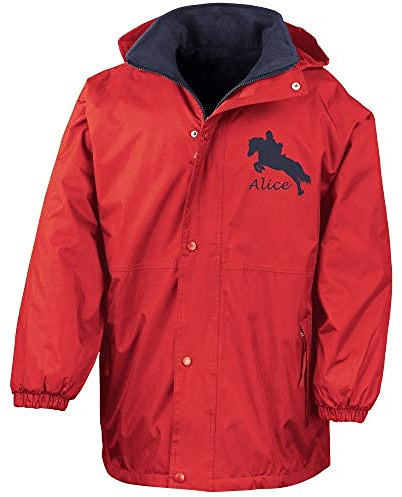 Luvponies Personalisierte Reitjacke, Unisex Kinder, Rot/Marineblau, XXL (13-14 Years)
