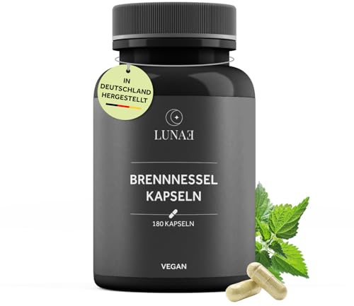 Lunae Nutrition Brennnessel – hochdosierte Brennnesselkapseln mit 1.000 mg Brennnessel-Extrakt pro Tagesdosis – stärkt Immunsystem & Gelenke – laborgeprüft & in Deutschland hergestellt – 180 Kapseln