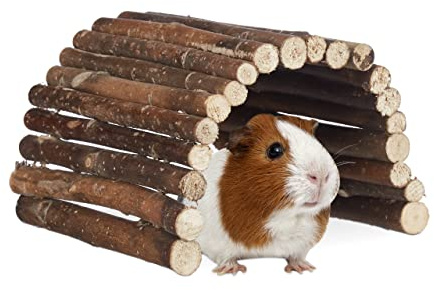 Relaxdays Nagerbrücke Holz, Tunnel für Kleintierkäfig, Hamster, Meerschweinchen, flexibiegen, HBT 2x29x17cm, Natur