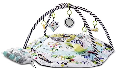 Kinderkraft Spieldecke SMARTPLAY, Erlebnisdecke, Spielmatte mit Spielbogen, Krabbeldecke, Spielzeuge, Leichter, 20 Bälle im Set, Laufgitterfunktion, Kissen, von den Ersten Lebenswochen, 0-2 Jahre