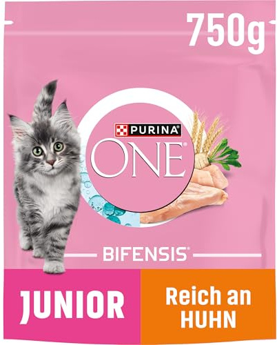 PURINA ONE BIFENSIS Junior 1–12 Katzenfutter Kitten trocken, 6 x 750g | reich an Huhn