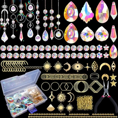 Luzoybo 240 Stück Sonnenfänger Bastelset DIY Sun Catchers Making Kits für Erwachsene Crystal Suncatchers Kit mit Bunten Prisma Perle Regenbogen Maker für Windows Hanging Indoor Outdoor Garden Decor