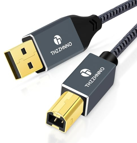 Thzzhnno USB Druckerkabel 1M, USB A auf USB B Kabel, USB 2.0 Typ A Stecker auf B Stecker Scanner Kabel für HP, Dell, Epson, Xerox, Lexmark, Brother, Canon, Samsung, Klavier und mehr