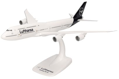 Herpa Snap-Fit Modellflugzeug Lufthansa Boeing 747-8 Intercontinental Miniatur im Maßstab 1:250, Sammlerstück, Modell mit Standfuß, Kunststoff