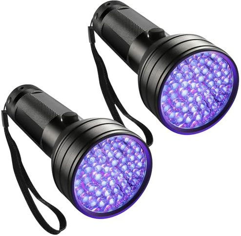 2 Stück UV Schwarzlicht Taschenlampe mit 51 LEDs, UV Lampe, Bernstein Detektor, Urin Detektor, Geldscheinprüfer, UV Licht Lampe Haustiere Urin Detektor für Eingetrocknete auf Teppichen