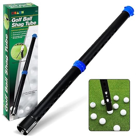 MUXSAM Golf Ball Picker Obere Aluminiumlegierung Golf Ball Retriever Shag Tube, Golf Ball Shagger Hält 20 Golfbälle Retriever Tool Golfball Sammler, schwarz