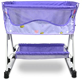 ANIVIA Puppenbett,Kinderplay Puppenbett,Puppen Bett Spielzeug, Puppen Bett zubehör,2 Functions Doll Bed and Doll Swing Together with Fabric Cover for 18 Inch Doll - Purple