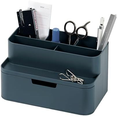 BLUE GINKGO Kompakter Schreibtisch-Organizer – kleine 5 Fächer, halbe Schublade – Stifthalter, Schreibwaren-Organizer für Schreibtisch, Schminktisch, Regal (hergestellt in Korea, Blau)