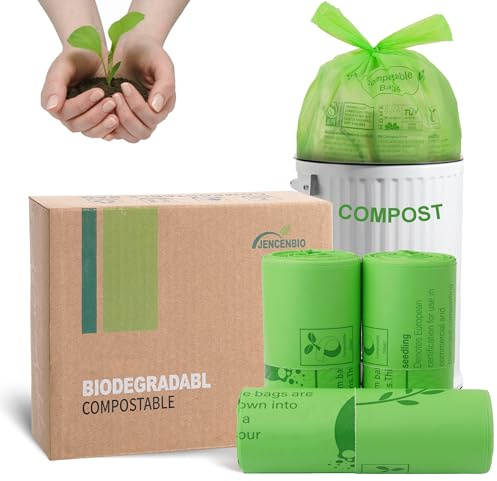 JENCENBIO Bio Müllbeutel mit Tragegriff 20 Liter Kompostierbare Müllbeutel Extra dick 20µm OK Compost Home zertifiziert