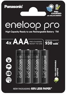 Panasonic eneloop pro AAA Akkus (4er-Pack) - Wiederaufladbar, 930 mAh, Schwarz