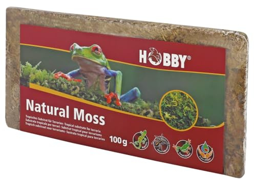 HOBBY Terraristik Natural Moss I 100g I tropisches Substrat für Terrarien und Orchideen I Moos für Terrarien I 100% natürlich und ohne chemische Zusätze I Moos zur Erhöhung der Luftfeuchtigkeit