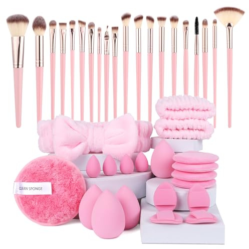Vicloon Pinselset Makeup, 40 Stück Professionelle Pinsel Set, Premium Makeup Pinsel Set, Foundation Puder Lidschatten Concealer Pinsel für Gesicht und Auge Mit Schönheitsblender, Puderquaste