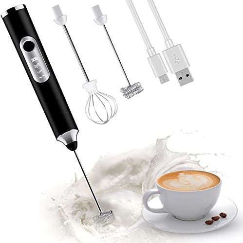 ADOV Milchaufschäumer Handgerät, USB-Aufladbar, Kaffeequirl mit 3 Stufen | Elektrischer Handquirl für Latte, Cappuccino, Matcha, Heiße Schokolade und Eier, Schnell Aufschäumen, Leicht, für Zuhause