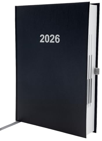 Buchkalender Chefplaner A5 1 Tag 1 Seite auch Sonntags 2026 Schwarz