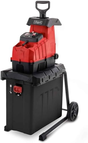 Scheppach Elektro Gartenhäcksler GS70 Leisehäcksler mit Softstart & Fahrgestell | Aststärke Ø42mm | Leistung 2800W | Schnittgeschwindigkeit 60min-1 | Fangbox 56L | Stopfer, Einzug & 8 Messerwalzen