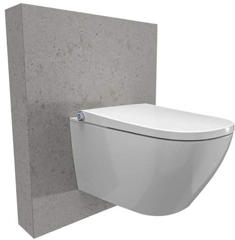 Bernstein Dusch-WC Basic 1104 Weiß spülrandlos Komplettanlage mit Gesäß- und Ladydusche, Vortex-Spülung, Soft-Close-Sitz und Nachtlicht
