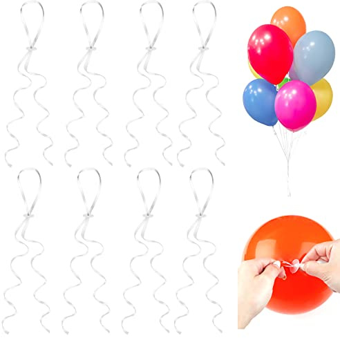 Ballonverschlüsse Helium mit Schnur, 100 Stück Luftballon Verschluss, Ballonband mit Schnellverschluss - für Hochzeitsfeier, Geburtstag Party