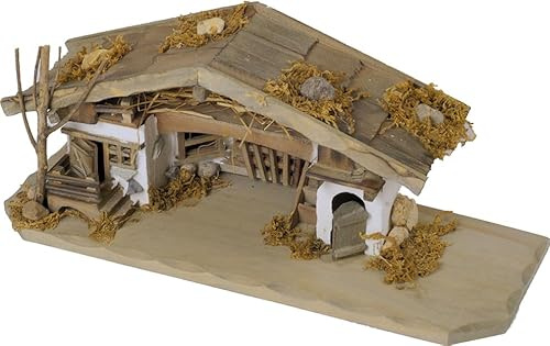 FADEDA Stall Jenbach/Höhe:14 cm/handbemalt/detailgetreue Krippen Figuren - Weihnachten Tisch Dekoration Krippe Zubehör