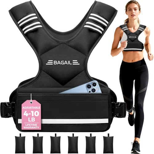 BAGAIL Verstellbare Gewichtsweste für Krafttraining, abnehmbare Eisensandsäcke, verstellbare Brustgröße, Fitnessweste für Männer und Frauen, ideal für Fitnessstudio-Workouts und Aerobic-Übungen