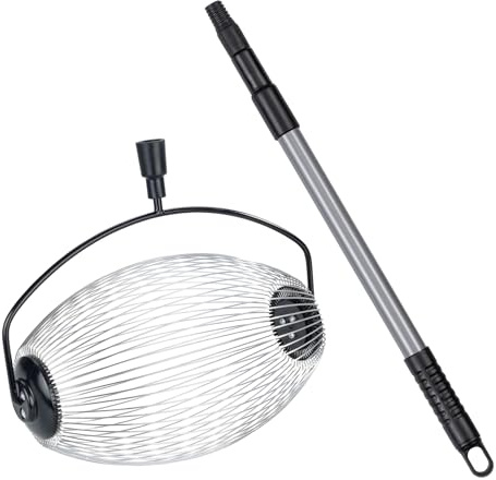 Maximex Gartengerät Rollsammler mit Teleskopstiel für effiziente Obstsammlung aus Edelstahl für Garten Schwarz Silber Grau 34 x 83-148 x 18.5 cm