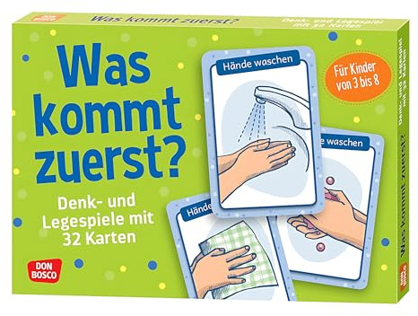 Was kommt zuerst?: Denk- und Legespiele mit 32 Karten und Begleitheft. Spielerisches Erlernen der chronologischen Reihenfolge. Konzentration üben & ... von 3 bis 8 (Denk- und Legespiele für Kinder)
