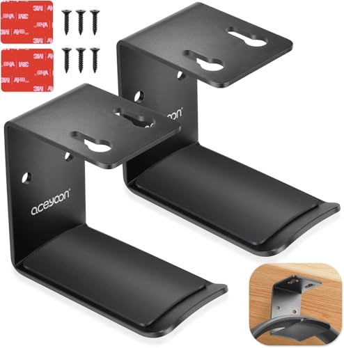 aceyoon 2 Stück Headset Halter, Kopfhörer Aufhänger unter dem Schreibtisch mit Kleber oder Schrauben Headset Ständer mit Silikon-Pad Kopfhörer Haken für Headset, Rucksäcken und Regenschirmen