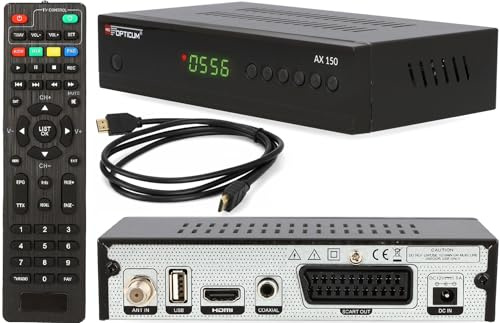 RED Opticum AX 150 Sat Receiver, Digital Satelliten-Receiver mit HDMI - SCART - USB – Full HD Receiver für Satellitenschüssel TV, HD SAT-Receiver (Test: 1,2 SEHR GUT)