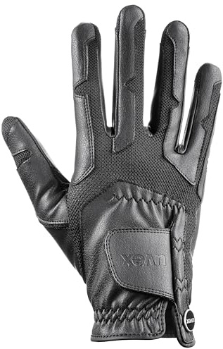 Uvex ventraxion - Flexibler Reithandschuh für Damen und Herren - exzellenter Grip & strapazierfähig - touchscreenfähig - 4D-Stretch an Fingern - Black - 7-8