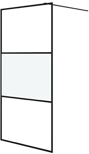 vidaXL Duschwand für Walk-In Dusche Duschabtrennung Duschtrennwand Duschkabine Duschtür Eckeinstieg Trennwand Schwarz 100x195cm Halbmatt ESG