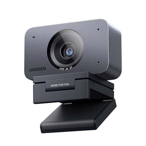 UGREEN FineCam 4K, Autofokus, Dual-Mikrofon, Face AE, Objektivdeckel | UHD Webcam 4K 30FPS, 70°FOV, Face AE, Geräuschunterdrückung, Porträtmodu, Stativ, USB-C Webcam für PC/Laptop/Windows/Mac