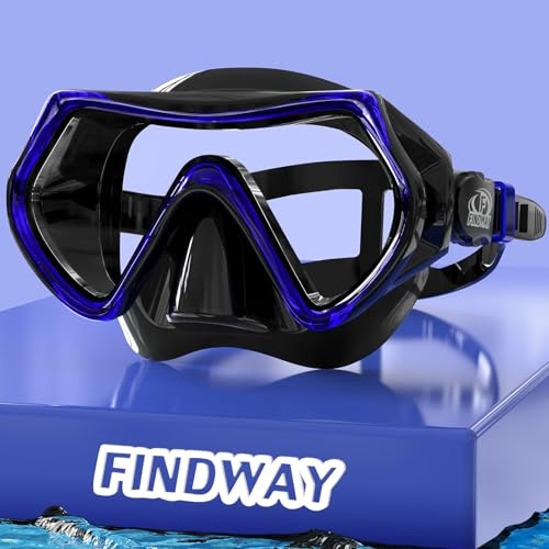 Findway Taucherbrille Erwachsene Teenager,Tauchermaske für Herren Damen, Verstellbares Silikonband Schnorchelmaske mit HD Gehärtetes Glas Anti-Leck Schwimmmaske, für Tauchen, Schnorcheln und Schwimmen