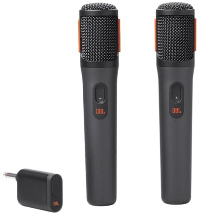 JBL PartyBox Wireless Mic – Set mit zwei digitalen kabellosen Mikrofonen und eingebautem Popfilter – Zubehör für die JBL PartyBox – Karaoke für zuhause