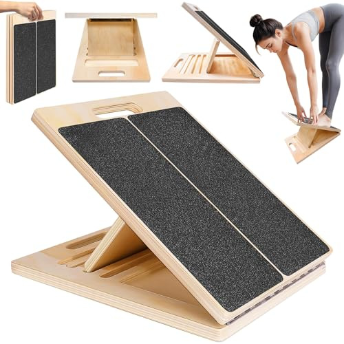 VEEKAY Balance Board aus Holz,Einstellbares & Rutschfestes Schrägbrett,Rutschfestes Balance Board für Erwachsene,für Wackelbrett Physiotherapie,Übung Körper Gleichgewicht