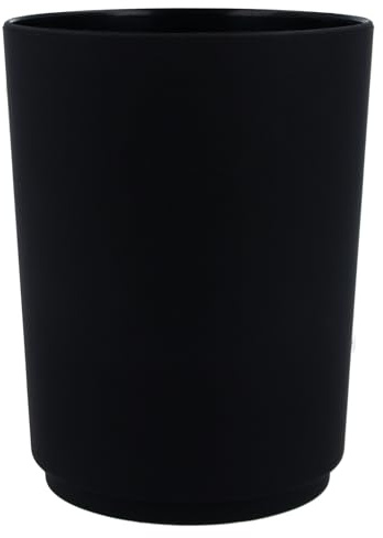 PARSA Beauty schwarzer Zahnputzbecher Flair – Vielseitiger, bruchsicherer Kunststoffbecher für Badezimmer – Hygienisch und langlebig, leicht zu reinigen – 250 ml Fassungsvermögen – 7 x 7,3 x 9,6 cm